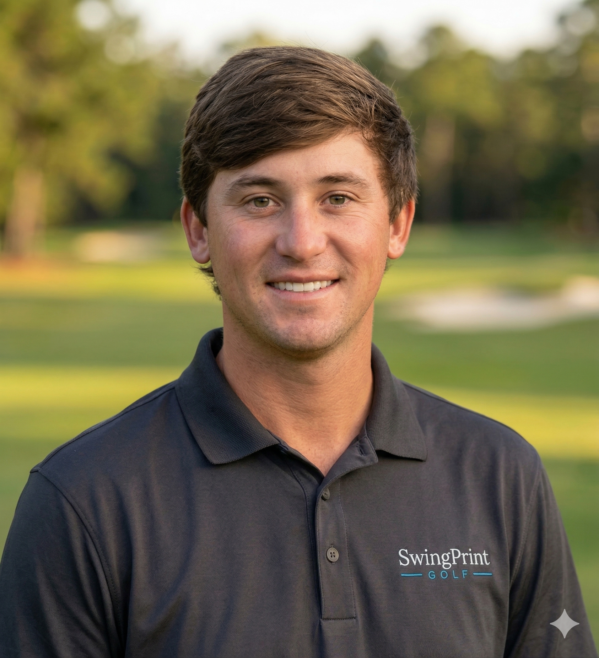 Smylie Kaufman wearing Perfect Swing Path Board polo